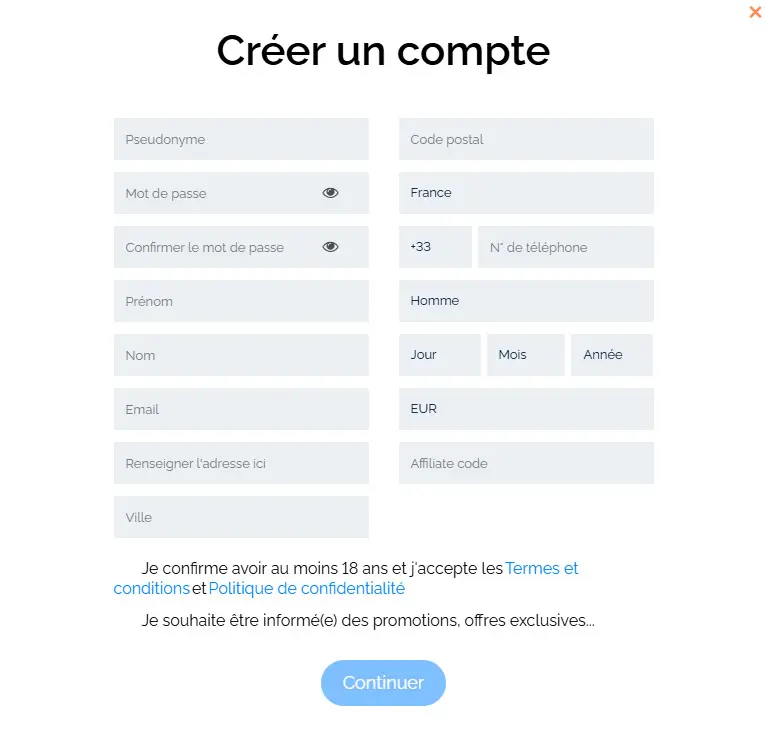 Processus d'inscription Jackpot Wheel Casino