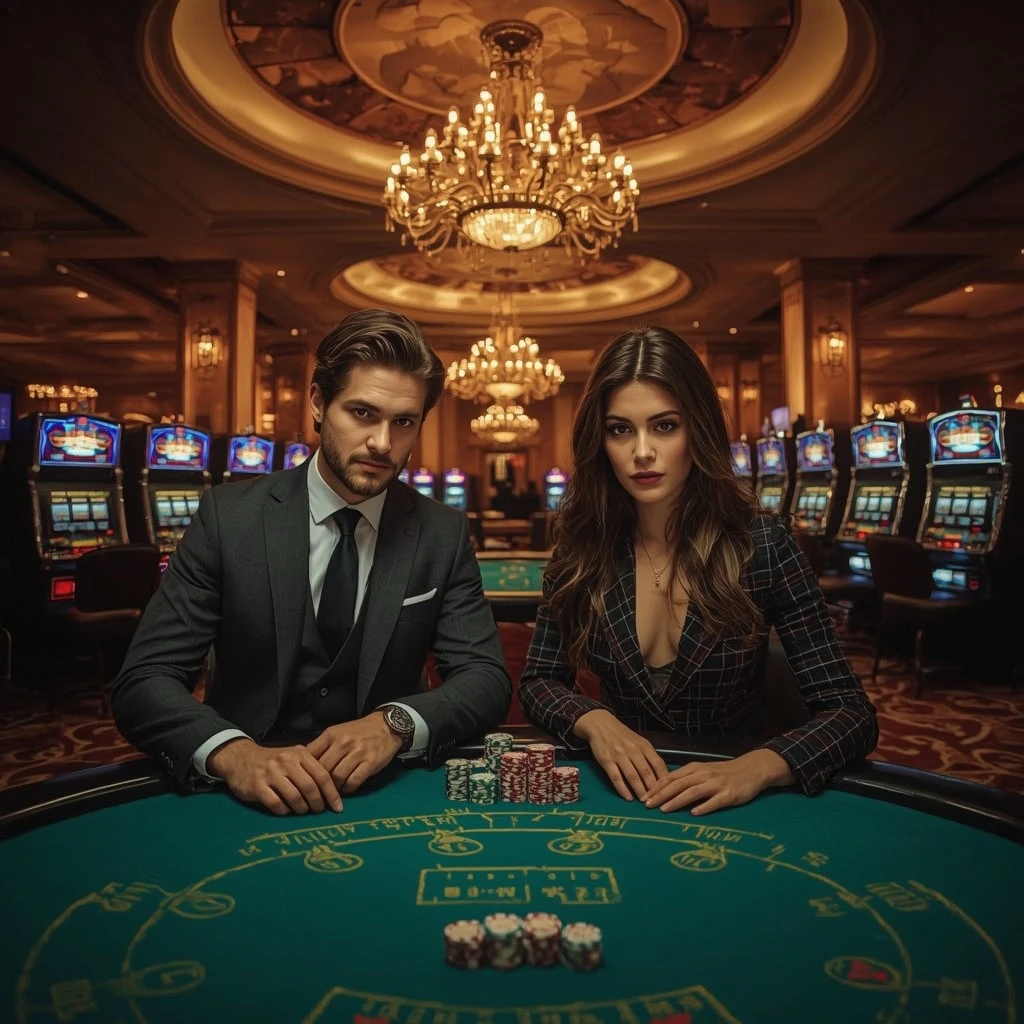 Deux joueurs de poker dans un Jackpot Wheel Casino